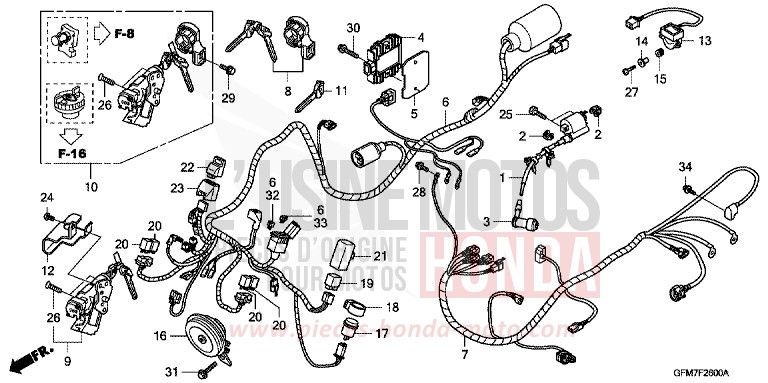 WIRE HARNESS (NHX110WH8) for NHX 110 PEARL SILKY WHITE (NHA67) from 2008